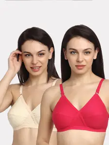 Friskers Beige & Red Pack of 2 Everyday Bra - Full Coverage O-312-09-312-15-30