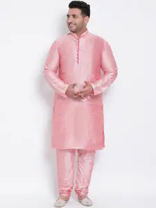 hangup plus Men Pink Dupion Silk Kurta with Pyjamas