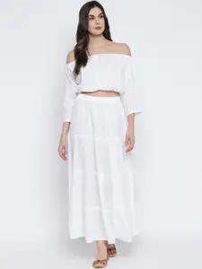 Aawari Off White Off-Shoulder Maxi Dress