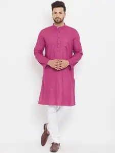 even Men Pink Solid Straight Kurta