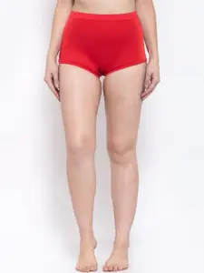 CUKOO Women Red Solid Swim Shorts