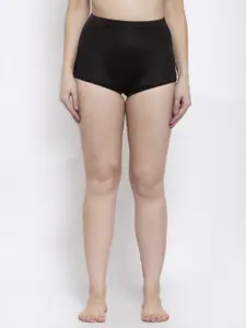 CUKOO Women Black Comfort Fit High-Waist Swimwear Cover up Bottom Shorts