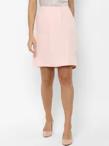 Allen Solly Woman Women Pink Solid Straight Knee Length Skirt