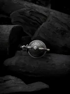 Silvermerc Designs Oxidised Silver Toned Afghan Adjustable Finger Ring