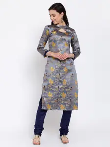 Me Lady Fashion Grey & Yellow Unstitched Dress Material