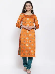 Me Lady Fashion Orange & Blue Unstitched Dress Material