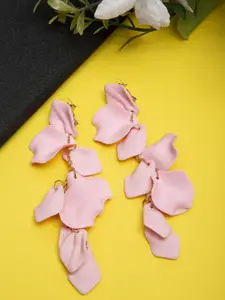 YouBella Pink Floral Petal Classic Handcrafted Drop Earrings