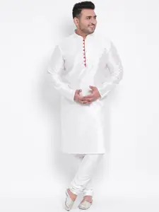 hangup trend Men White Dupion Silk Kurta with Pyjamas