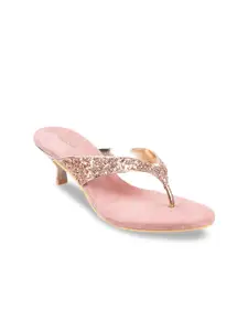 Mochi Gold Embellished Kitten Heeled Sandals