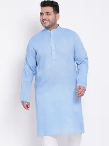 hangup trend Men Blue & White Linen Kurta with Pyjamas