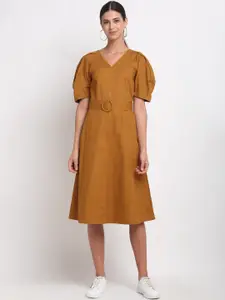 Bhaane Brown A-Line Solid Dress