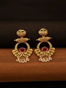 Studio Voylla Gold Contemporary Drop Earrings