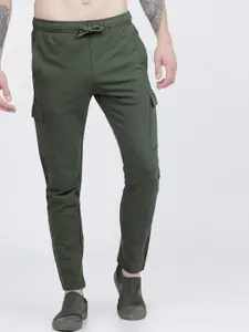 HIGHLANDER Men Olive-Green Solid Slim-Fit Track Pants