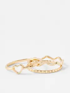 Accessorize Set Of 3 Gold-Plated Heart Wave Pack Finger Rings