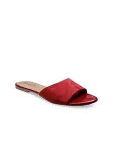 SOLES Women Red Open Toe Flats