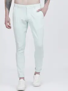 HIGHLANDER Men Turquoise Blue Slim Fit Regular Trousers