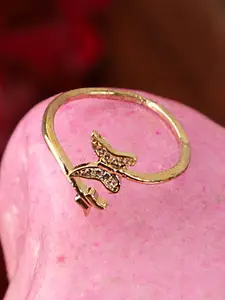 ANIKAS CREATION Gold-Plated Adjustable Finger Ring