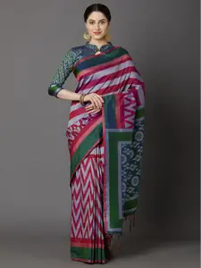 Mitera Maroon & Purple Silk Cotton Saree