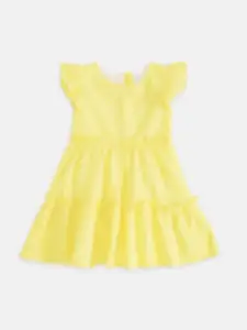Pantaloons Baby Yellow & White Checked Fit & Flare Pure Cotton Dress