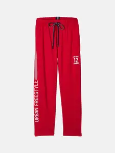 Monte Carlo Monte Carlo Boys Red & White Typography Printed Joggers