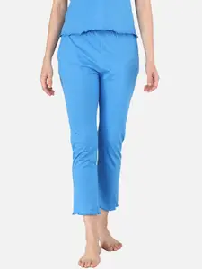 The Dry State Women Blue Solid Cotton Lounge Pants