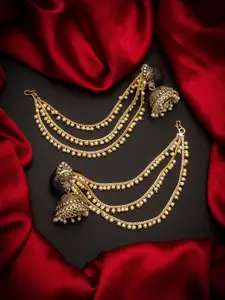aadita Gold Contemporary Drop Earrings