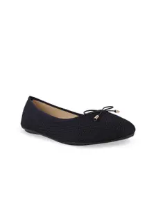 Bata Women Navy Blue Ballerinas with Bows Flats