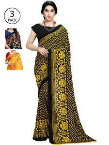 KALINI Pack Of 3 Poly Georgette Printed Sarees
