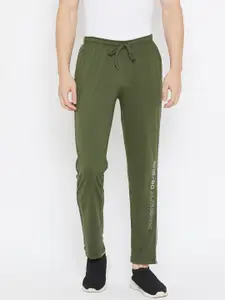 Duke Men Olive Green Slim-Fit Cotton Track Pants