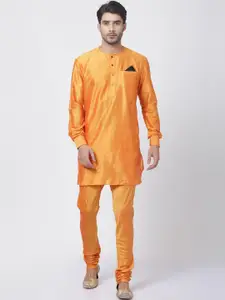 VASTRAMAY Men Orange Kurta with Churidar