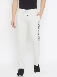 Duke Men White Solid Slim-Fit Cotton Track Pants