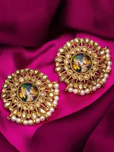 aadita Gold-Toned Contemporary Studs Earrings