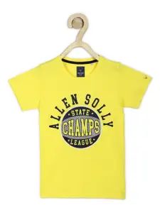 Allen Solly Junior Boys Yellow Typography Printed T-shirt