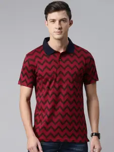 Kryptic Men Maroon Printed Polo Collar T-shirt
