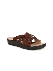 Scholl Women Brown Leather Comfort Sandals