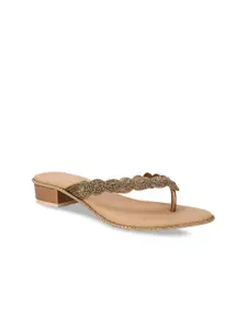 Marie Claire Gold Textured Block Sandals