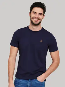 Beverly Hills Polo Club Men Navy Blue Core Stretch Crew neck With Classic Brand Logo Icon