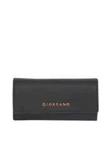 GIORDANO Women Black Textured PU Two Fold Wallet