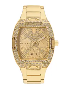 GUESS Women Gold Embellished Dial Bracelet Style Straps Analogue Multi Watch GW0104L2