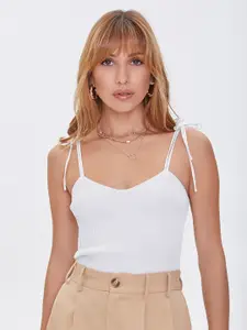 FOREVER 21 Women Off-White Ribbed Camisole