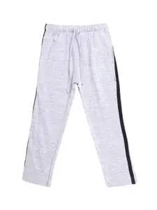 PROTEENS Boys Grey Melange Solid Cotton Straight-Fit Track Pants