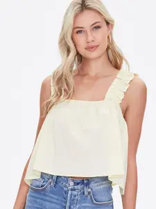 FOREVER 21 Women Yellow A-Line Crop Top