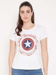 Marvel by Wear Your Mind Women White Avengers Printed T-shirt