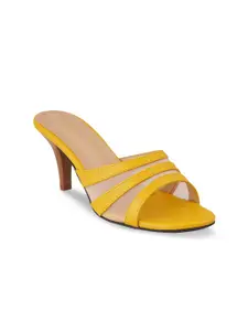 pelle albero Mustard Yellow Slim Heeled Sandals