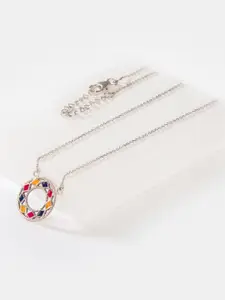 SHAYA Silver & Pink  Silver-Plated Necklace