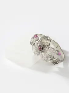 SHAYA Women Silver & Pink Cuff Bracelet