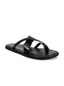 Eske Men Black Leather Comfort Sandals