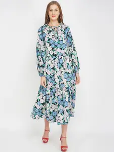 Oxolloxo Multi Floral Satin A-Line Midi Dress