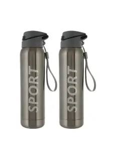 Kuber Industries Set Of 2 Silver-Toned & Grey Printed Vacuum Insulated Bottle 500 ml