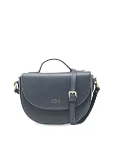 tohl Navy Blue Leather Half Moon Satchel